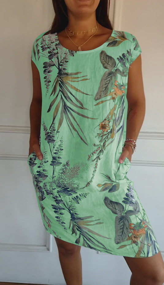 Madison | Robe Décontractée avec Feuilles Tropicales