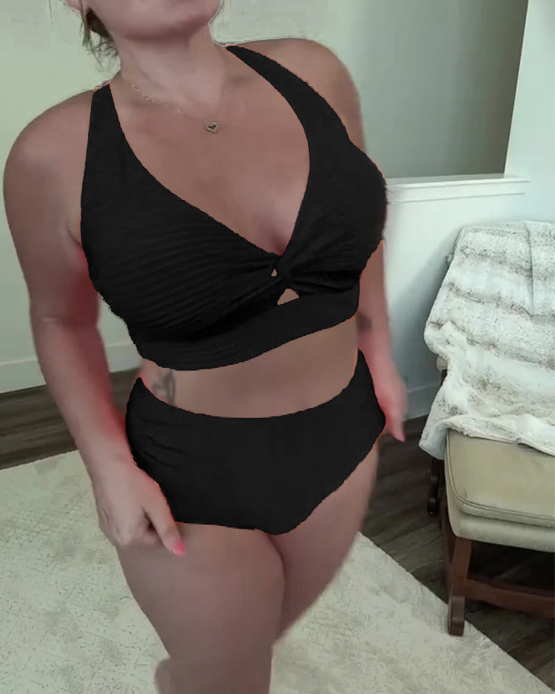 Bikini décontracté de couleur unie triangle