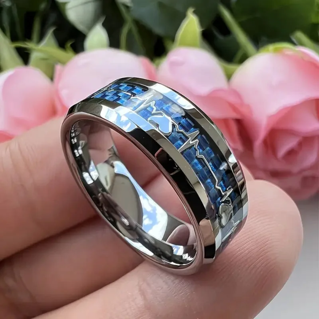 Bague Héritage en Incrustation de Mosaïque Bleue