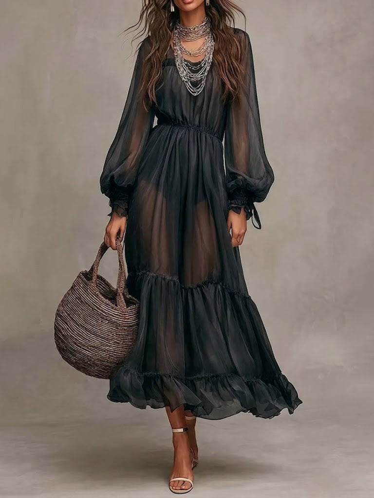 Gerda | Robe Midi Élégante avec Décolleté en V