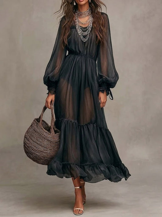 Gerda | Robe Midi Élégante avec Décolleté en V
