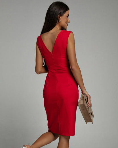 Freesia | Robe ajustée avec décolleté en V et fente