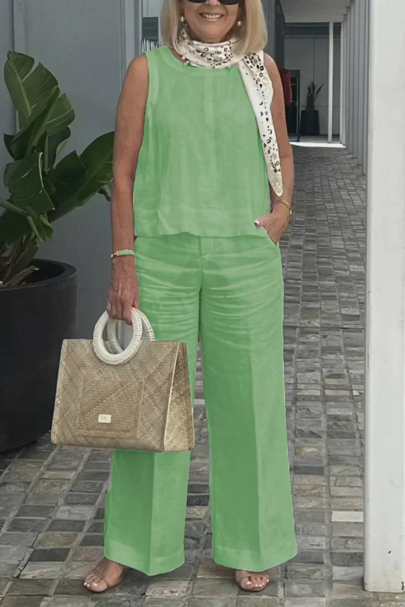 ZURI – COSTUME SANS MANCHES EN COTON ET LIN