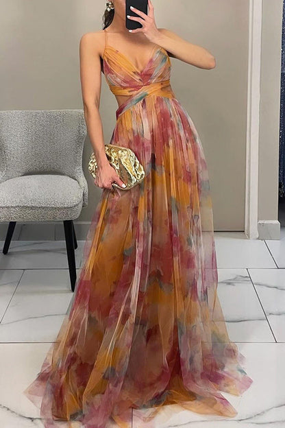 Alina – Robe longue à décolleté en V pour les invités de mariage