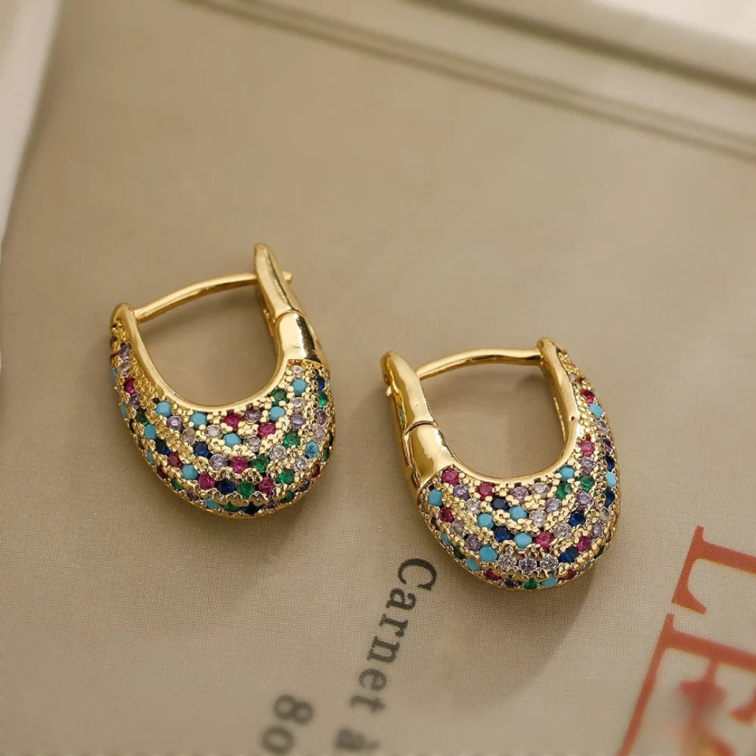 Boucles d'oreilles en cristal coloré incrusté élégantes