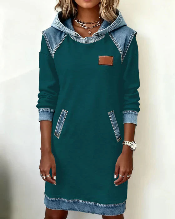 Alexa | Robe à Capuche Contrastée Confortable