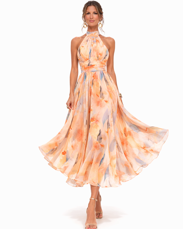 Aurora™ | Robe à col halter avec imprimé aquarelle