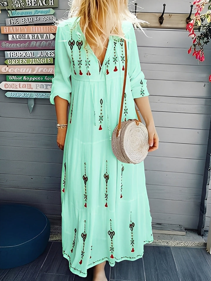 Cassandra - Robe élégante à col en V pour femmes