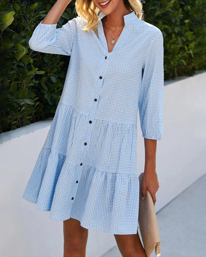 Zuri - Robe Mini Style Chemise Loose à Col V pour Femmes