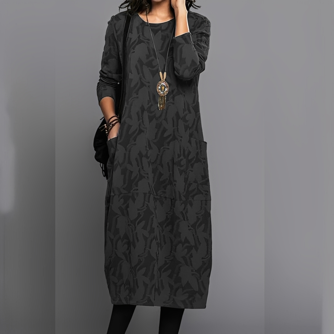 Sébastienne - Robe d'hiver décontractée à col rond pour femmes