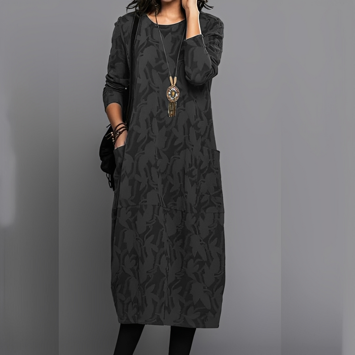 Sébastienne - Robe d'hiver décontractée à col rond pour femmes