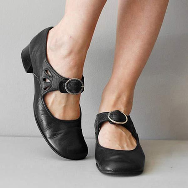 Beatrice - Sandales en Cuir à Talon et Boucle Ajustable Orthopédique