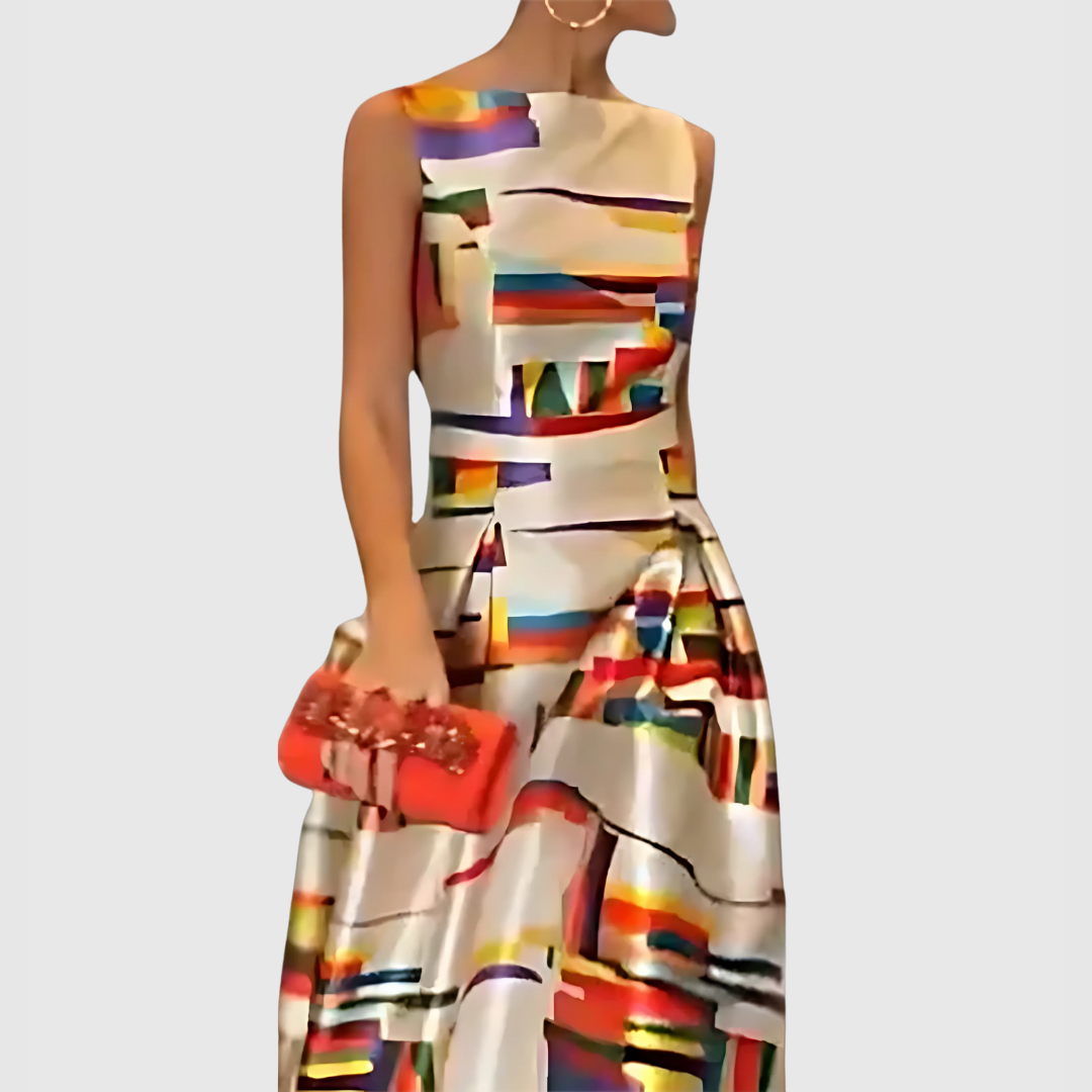 Ashlynn - Robe de Soirée Sans Manches avec Plis et Col Rond Chic