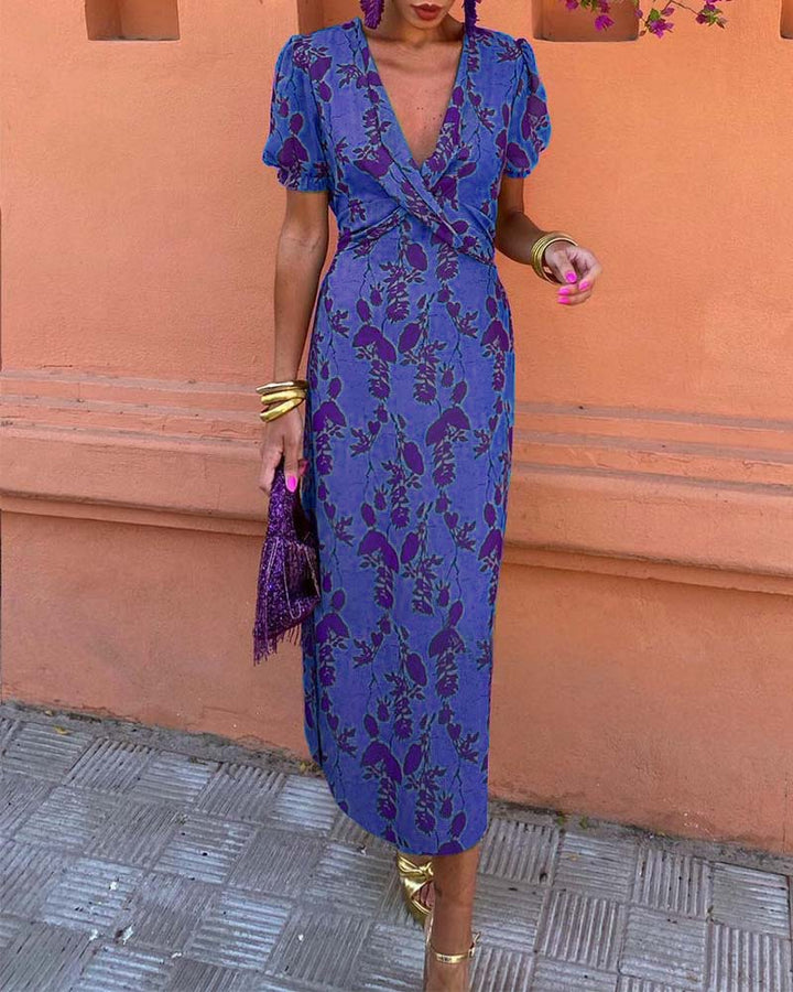 Angelina - Robe midi impressionnante avec décolleté en V