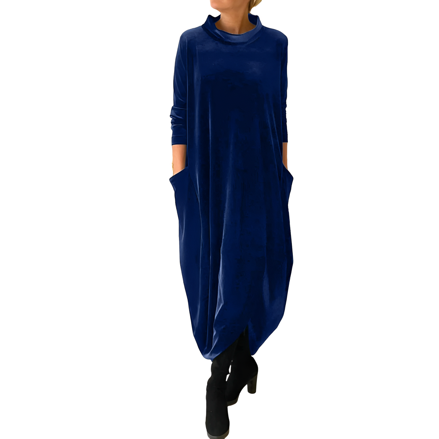 Roxanne - Élégant robe longue en velours avec poches pour femmes