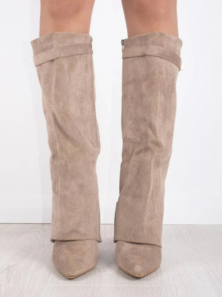 Bottes Femme Genou avec Partie Supérieure Évasée et Talon Bloc
