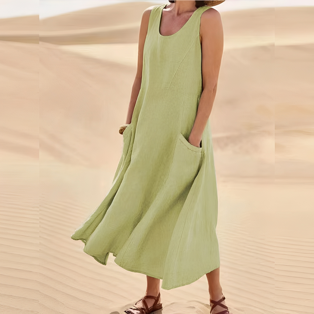 Connie - Robe décontractée sans manches avec poches pour femme