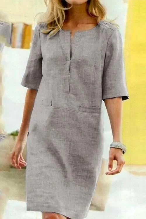 Alessandra - Robe en Coton et Lin avec Confort Léger