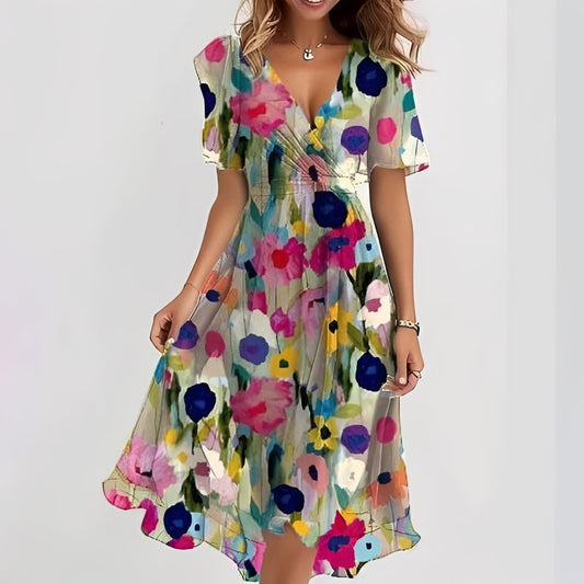 Gemma - Robe midi élégante à manches courtes pour femmes