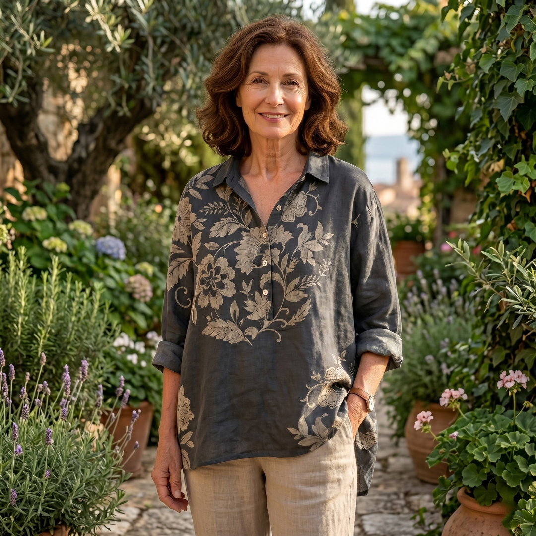 Chiara™ | Blouse en Lin Élégante avec Imprimé Floral
