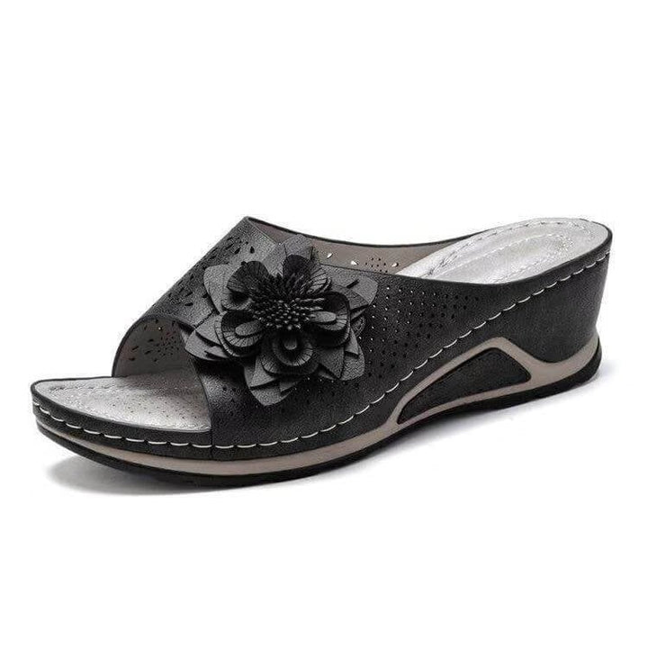ANNE – SANDALES COMPENSÉES À FLEURS