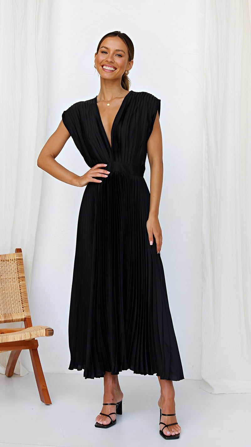 Alexia - Robe midi élégante avec décolleté en V pour femmes