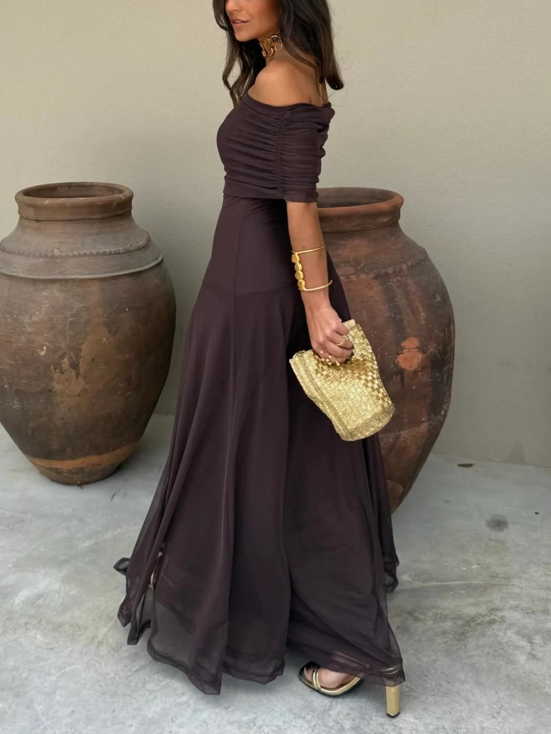 JAYLA - ROBE ASYMÉTRIQUE EN MESH À UNE ÉPAULE