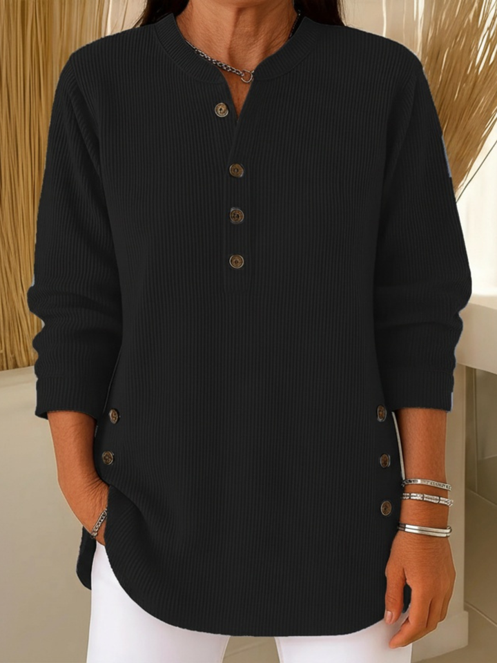 Amelie™ | Haut Henley Décontracté et Élégant