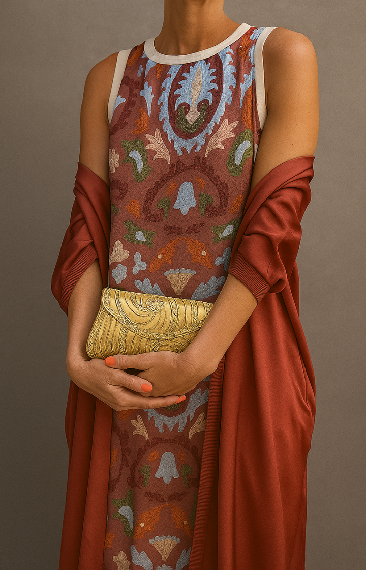 Corvalisse | Élégante robe maxi avec étole coordonnée