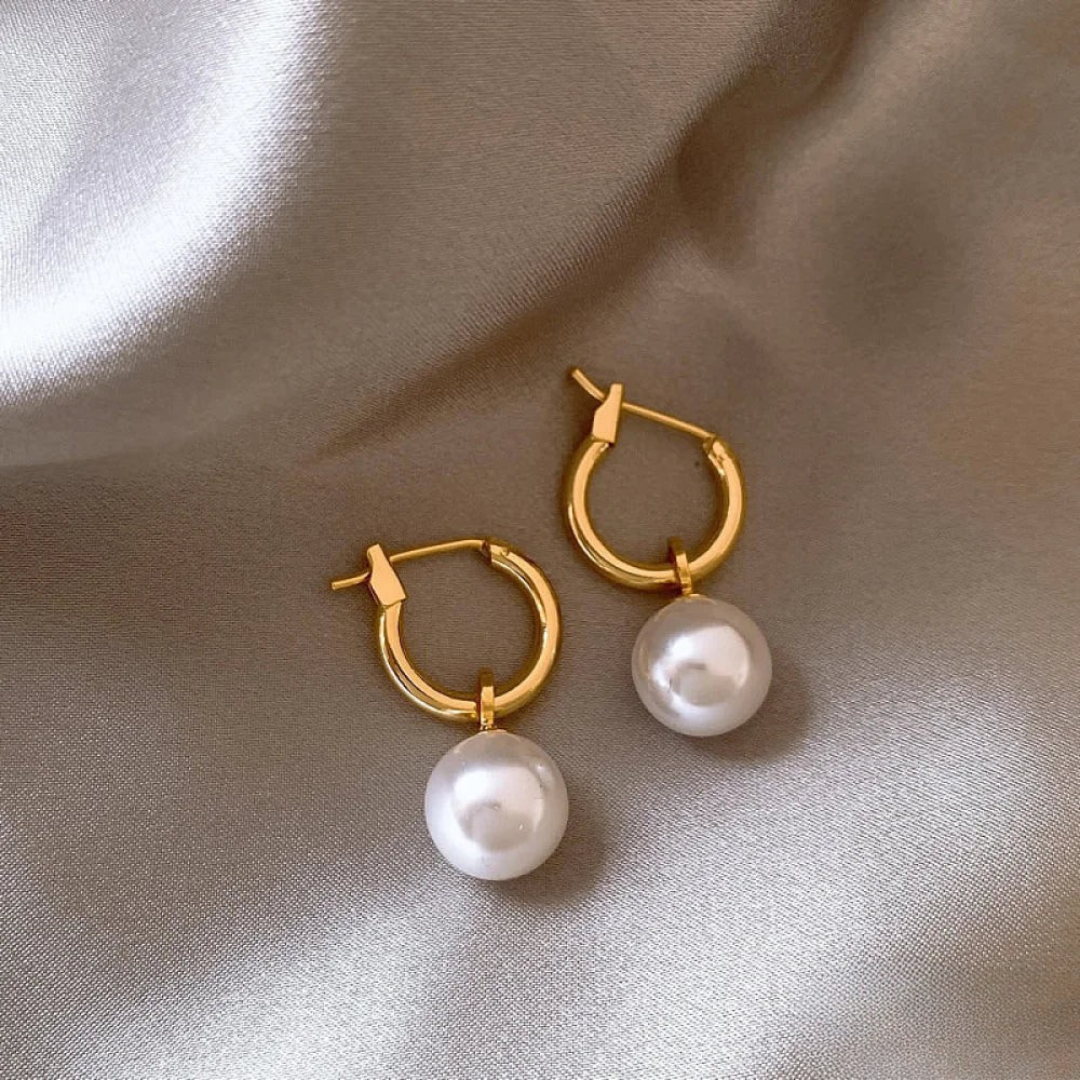 Boucles d'Oreilles Élégantes avec Perles Dorées
