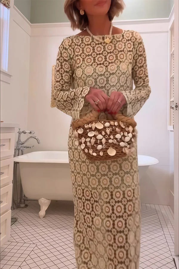 Judy  | Robe Midi à Manches Longues Fleurie