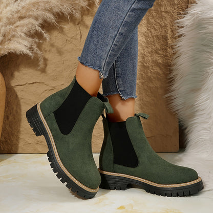 Bottines pour femmes en couleur unie avec semelle épaisse
