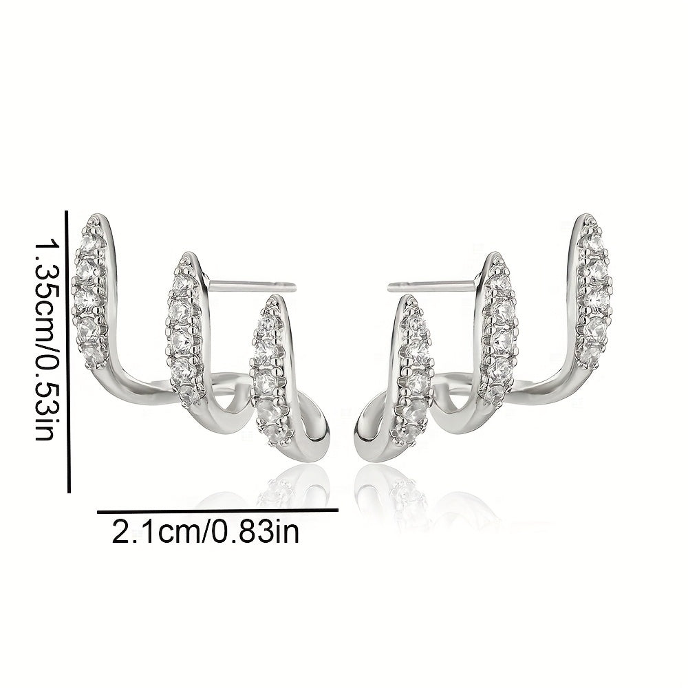 Boucles d'oreilles élégantes en strass à trois griffes