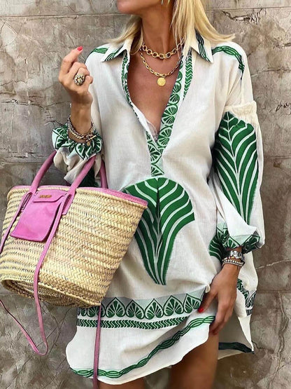 Flore | Robe d'Été Mini Simple et Unique avec Imprimé Tropical