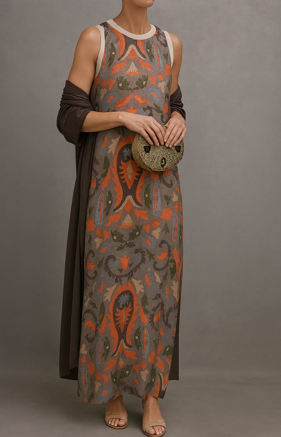 Corvalisse | Élégante robe maxi avec étole coordonnée
