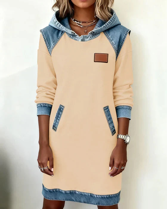 Alexa | Robe à Capuche Contrastée Confortable