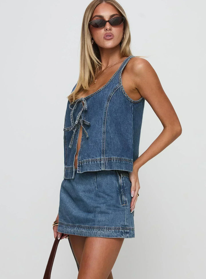 COURTNEY – ENSEMBLE TOP ET JUPE EN DENIM RYDER