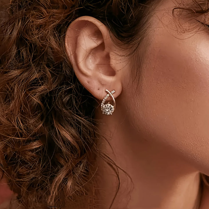 Boucles d'oreilles en zirconium Golden Cross