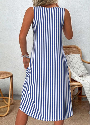 Emeely - Robe décontractée sans manches avec motif rayé