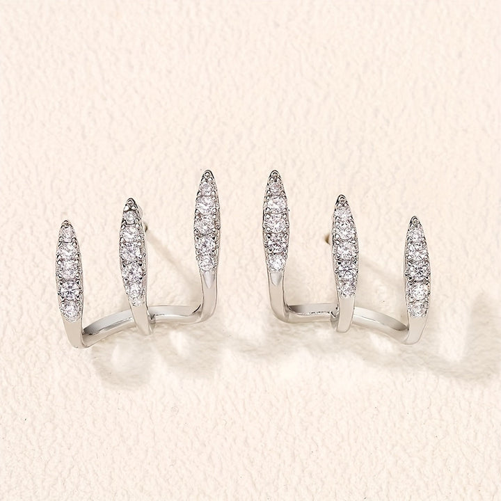 Boucles d'oreilles élégantes en strass à trois griffes