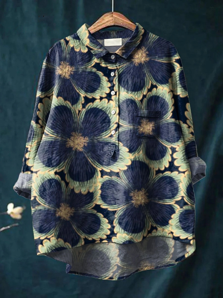 Avielle | Chemise décontractée en imprimé floral vintage pour femmes