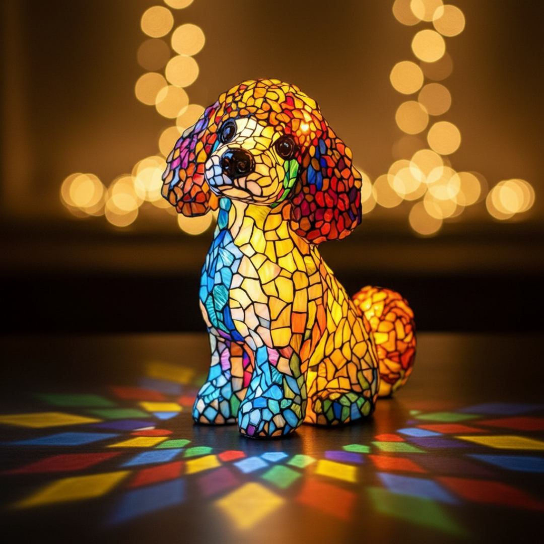 Caniche | Lampe de Peinture en Verre