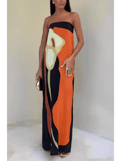 Joan | Robe Maxi de Fête Imprimée Sans Manches au Style Côtier