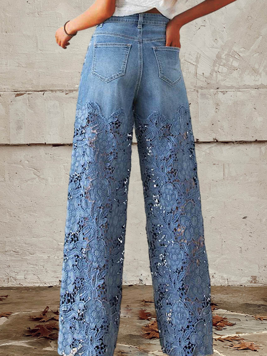 JULIANA – JEANS À JAMBES LARGES AVEC ACCENTS EN DENTELLE