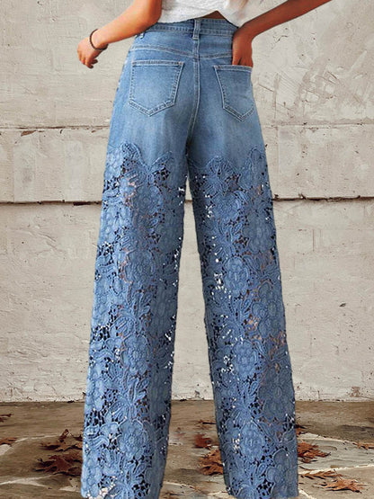 JULIANA – JEANS À JAMBES LARGES AVEC ACCENTS EN DENTELLE