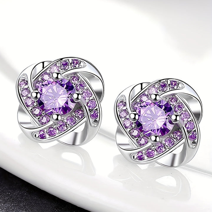Boucles d'oreilles en trèfle à quatre feuilles violet