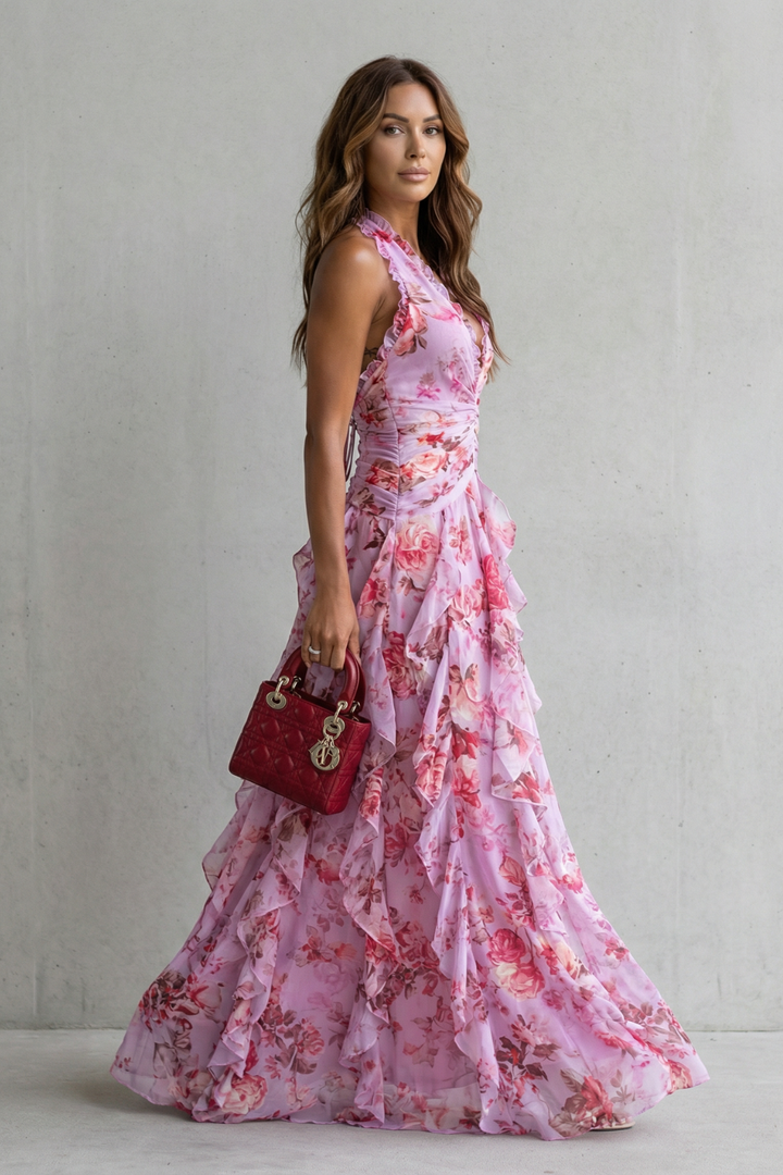 Belladina™ | Robe Maxi Halter en Rose Romantique