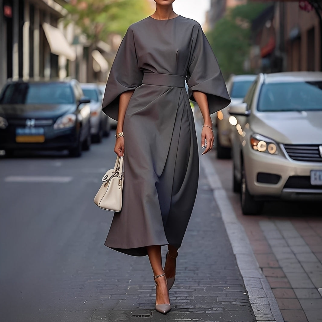 Élise - Robe élégante avec manches bouffantes et ceinture pour femmes