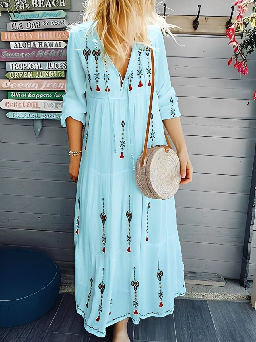 Cassandra - Robe élégante à col en V pour femmes