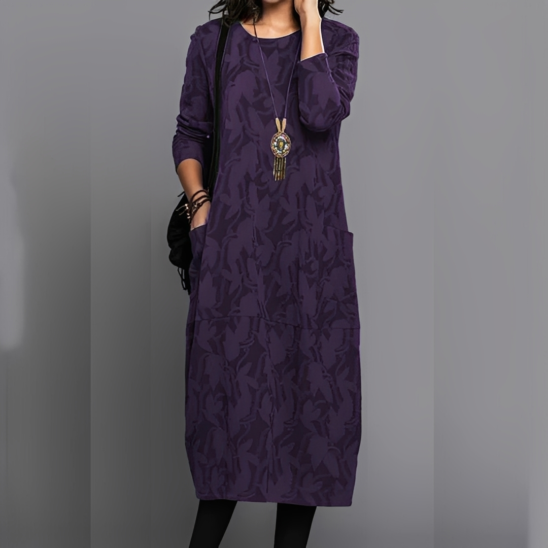 Sébastienne - Robe d'hiver décontractée à col rond pour femmes